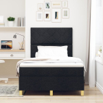Box Spring voodi madratsiga must v&auml;ike kahekohaline kangas