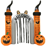 T&auml;ispuhutav Halloweeni kaarev&auml;rav k&otilde;rvitsate ja n&otilde;iam&uuml;tsidega, LED-valgustus, 322 &times; 325 cm, oranž