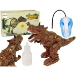 Punane dinosaur, mis laseb lastele puldiga m&auml;ngida.