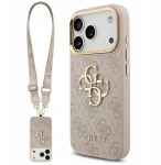 GUESS &uuml;mbris 4G suur 4G klassikaline logo suur rihm metallist nupud iPhone 17 Pro jaoks
