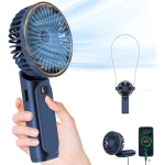 Kokkupandav kaasaskantav ventilaator, sinine, 5 kiirust, 12 tundi aku, digitaalne, vaikne