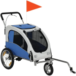 Koerte jalgrattahaagis 2-in-1, kokkupandav k&auml;ru, kuni 20 kg, helehall