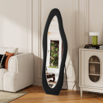 T&auml;ispikkuses peegel 160 x 50 cm: must, flanelliga kaetud raami ja jalaga; moodne stiil