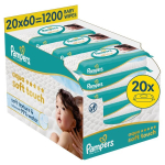 Pampers Aqua Soft Touch Niisked Beebisalvr&auml;tid, 20 Pakki, 1200 Niisket Salvr&auml;tikut