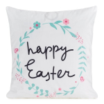 Lihav&otilde;ttepadjakate 45x45 cm valge-must kirjaga Happy Easter