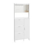 SoBuy kitsas kingakapp peegli ja riidenagadega, valge, 83 x 14 x 197 cm FSR233-W