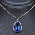 Naiste kaelakee DiamondSky Celestial Drop III (Bermuda sinine) Swarovski kristallidega