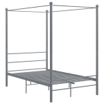 vidaXL baldahhiiniga voodiraam, hall, metall, 120 x 200 cm, Pilka