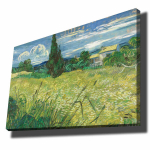 Reproduktsioon Green Wheat Field with Cypress