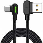 Mcdodo Telefonikaabel Quick , 90&deg; nurga LED, USB-lt USB-C 3m must