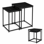Kohvilaudade komplekt ModernHome, pesastatavad ruudukujulised 40x40x50.5 cm, must marmor