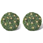 Dekoratiivne &uuml;mmargune pukspuu, 27 cm, koos LED ketiga, 2 tk.