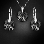 Naiste ehete komplekt &bdquo;Marianne (Silver Night)&ldquo; koos Swarovski kristallidega