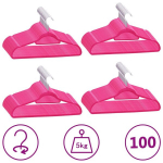 vidaXL 100 tk riidepuud, libisemiskindel, roosa, samet