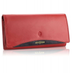 Naiste nahast rahakott STEVENS Pikendatud punane RFID-kaitsega