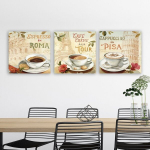Kolmeosaline reproduktsioon Espresso Roomas, Caf&eacute; cr&egrave;me Eiffeli torni l&auml;hedal, Cappuccino Pisas