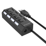Kiire USB-jaotur l&uuml;litite ja 4 pistikupesaga