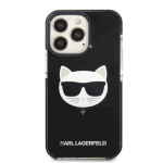 Karl Lagerfeldi &uuml;mbris iPhone 13 Pro jaoks KLHCP13LTPECK must k&otilde;va&uuml;mbris Iconic Choupette pea jaoks