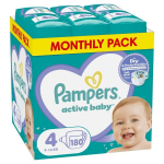 M&auml;hkmed Pampers Active Baby, Monthly Pack, suurus 4, 9-14 kg, 180 tk