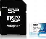 Telefoni m&auml;lukaart Silicon Power m&auml;lukaart microSDXC 64GB Superior Pro V30 + adapter