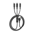 Kaabel 3 in 1 - USB -> Type C / Lightning / Micro USB HOCO X25 1.0m, kolm &uuml;hes laadimiskaabel, USB A USB C Lightning for Apple iPhone, must 3-&uuml;hes laadimisjuhe