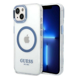 Guess &uuml;mbris iPhone 14 Plus 6.7 GUHMP14MHTRMB sinine k&otilde;va&uuml;mbris jaoks Metal Outline Magsafe