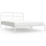 vidaXL metallist voodiraam peatsiga, valge, 160x200 cm
