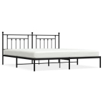 vidaXL metallist voodiraam peatsiga, must, 200x200 cm