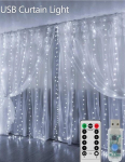 Led kardinad, k&uuml;lm valge, 3x3m