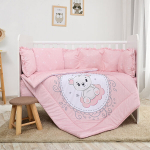 Lorelli laste voodipesukomplekt Lily Bear Pink, 60x120 cm, 7-osaline