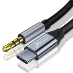 Reagle USB-C 3,5 mm AUX audiokaabel 1,5 m DAC adapter h&otilde;be must k&otilde;rvaklappidele autosse ja k&otilde;laritele