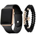 Relogio Masculino meeste LED-elektrooniline k&auml;ekella ja k&auml;ev&otilde;ru komplekt, 2 tk