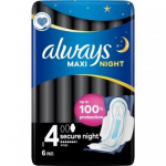 Naiste H&uuml;gieenisidemed always Maxi Night Secure 4, 6 tk