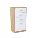 Kummut Meblando 4S Slim, tamm/valge