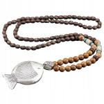 NEPAL BUDDHA MALA Tiibeti puidust kaelakee K&auml;sitsi valmistatud amulett EL83, NEPAL BUDDHA MALA Tibeto medinis vėrinys Rankų darbo amuletas