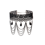 CHOKER Pitsiga tikitud must gooti PURSUIT CH04 CH04, CHOKER Nėriniuotas juodos spalvos gotikinis PURSUIT CH04