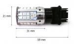 P27/7W LED-pirn 3157 12-24V Canbus, oranž punane, kaks v&auml;rvi USA 2000lm, 1 tk.