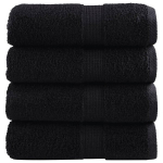 vidaXL Premium k&auml;ter&auml;tikud 4 tk must 30x30 cm puuvill 600 g/cm&sup2;