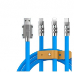 USB 3in1 kiirlaadimiskaabel t&uuml;&uuml;p C 120w 6A 150cm sinine