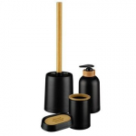 Vannitoatarvikute komplekt ESPINO SET 4 ELEMENTS BLACK 4 elementi must, pruunid ja beežid toonid
