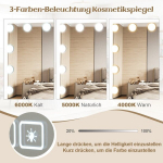 Costway Hollywoodi valgustusega kosmeetiline peegel magamistuppa 58 x 10 x 48 cm valge