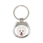Bichon Frise - geomeetriline v&otilde;tmehoidja ripats pildi ja tekstiga Art-Dog, XS