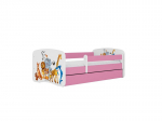 Lastevoodi madratsiga Kocot Kids BabyDreams Pink animals, roosa/valge