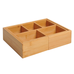 HOMCOM Hoiukapp Organiser box sahtlid, v&auml;ljat&otilde;mmatav organiseerija, bambus, naturaalne, 24,6 x 17,6 x 7 cm