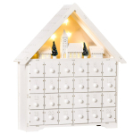 Advendikalender J&otilde;ulukaunistus, 24 sahtlit, LED-tuled, 39 cm x 9 cm x 42 cm, Valge + Roheline