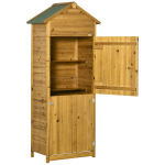 Outsunny t&ouml;&ouml;riistakapp naturaalsest puidust, t&ouml;&ouml;riistakapp, aiakapp, aiakuur, t&ouml;&ouml;riistakuur, 2 riiulit, ilmastikukindel, 2 ust, 79 x 49 x 191,5cm