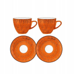 Oranž portselanist espressotass 75ml koos taldrikuga 11cm Wilmax, odcienie pomarańczowego