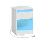 &Ouml;&ouml;kapp, LED valgustusega ja pistikupesadega, valge