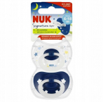 NUK Lutipudistav ortodontiline silikoonist SIGNATURE NIGHT lutipudel 2 tk sinised 6-18 kuud