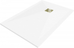 Ristk&uuml;likukujuline du&scaron;ialus Mexen Stone+ koos sifooniga, 130 x 90 cm, White+Gold